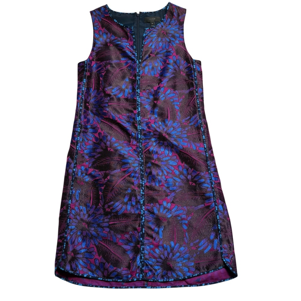 J.Crew Floral Jacquard Sleeveless Shift Dress midnight Blue 4Tall